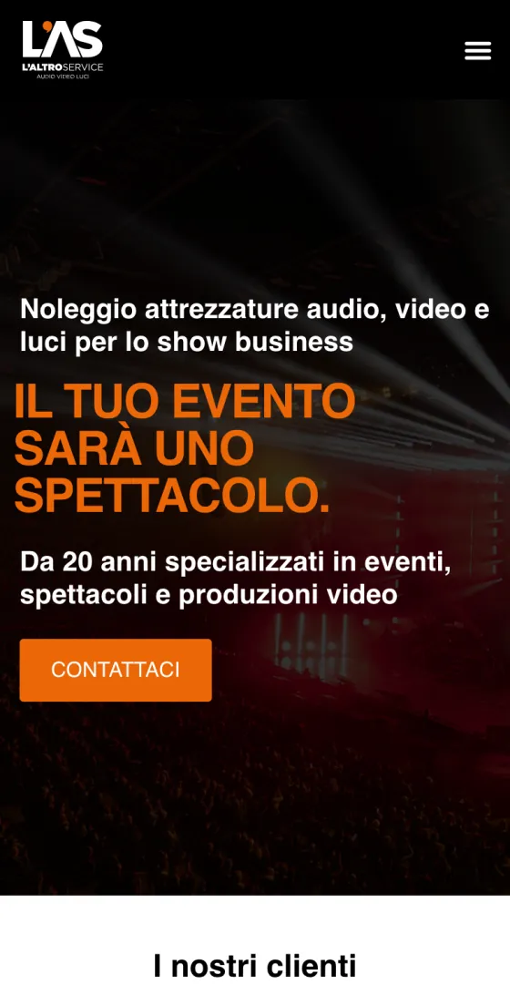L'Altro Service — la home del sito su telefono