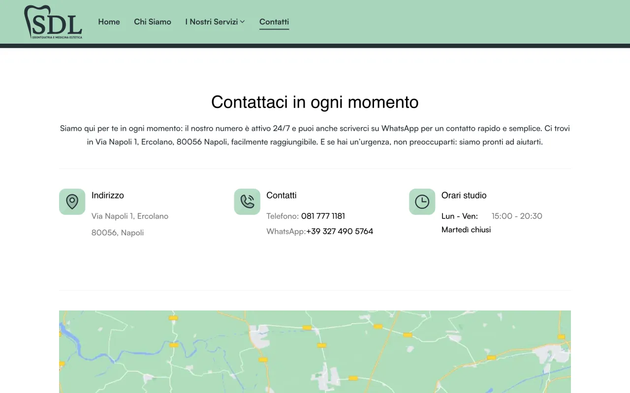 Studio Dentistico Liberti — indirizzo, telefono e orari sulla stessa riga, non nel footer